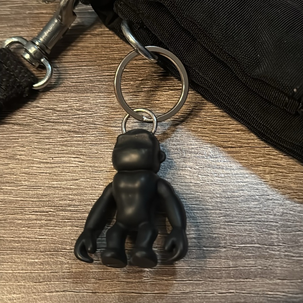 KIPLING 3-IN-1 CONVERTIBLE BAG - Black Canvas w/Silver Hdwe & monkey keychain - Picture 5 of 11